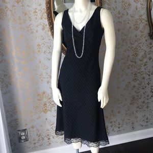 Black pinstripe sleeveless midi dress size small